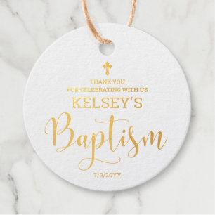 Gold Baby Girl Baptism Foil Favour Tags