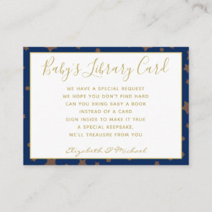 Gold Baby Library Book Request Twinkle Star Blue Enclosure Card