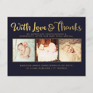 Gold Baby Sip and See Postcard Photo Template