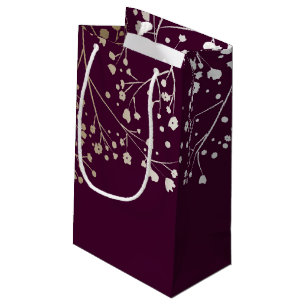Gold Baby's Breath Elegant Plum Wedding Small Gift Bag