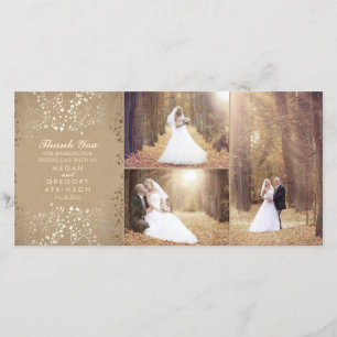 Gold Baby's Breath Elegant Wedding Photo Thank You Card