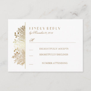 Gold Baby's Breath Floral Wedding RSVP Cards