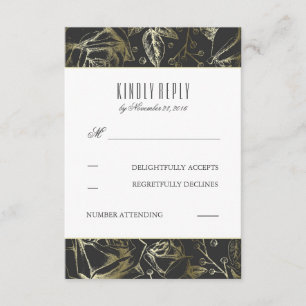 Gold Baby's Breath Roses Wedding RSVP Cards
