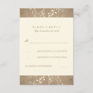 Gold Baby's Breath Wedding RSVP Cards