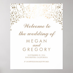 Gold Baby's Breath Wedding Welcome Sign Poster