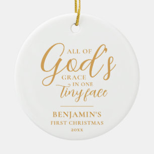 Gold Baby's First Christmas Religious Christmas Ceramic Tree Decoration
