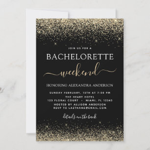 Gold Bachelorette Weekend Modern Glitter Party Invitation