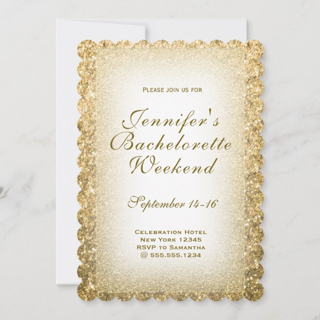 Gold Bachelorette Weekend Party Invitation (Front)