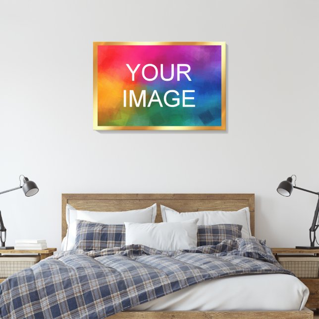 Gold Background for Your Upload Image Photo Logo Canvas Print (Insitu(Bedroom))