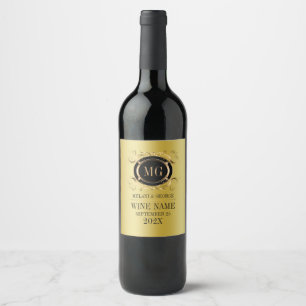 Gold background With Gold and Black Frame Wine Label