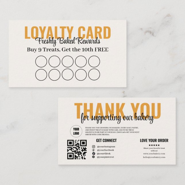 Gold Bakery Loyalty Punch Card Design (Front/Back)