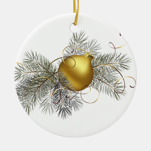 Gold Ball Ceramic Tree Decoration (Front)