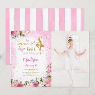 Gold Ballerina Photo Invitation