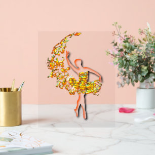 Gold Ballet Dancer Woman Acrylic Sign