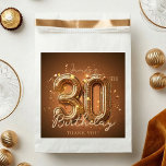 Gold Balloon 30th Birthday Brown and Bronze Favour Bags<br><div class="desc">Celebrate a milestone in style with these luxurious 30th birthday favor bags. Featuring a stunning 3D metallic gold balloon "30" set against a rich, chocolate brown background with shimmering gold confetti and elegant script typography, these bags are the perfect finishing touch for a glam birthday bash. Ideal for filling with...</div>