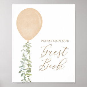 Gold Balloon Baby Shower Guest Book Sign