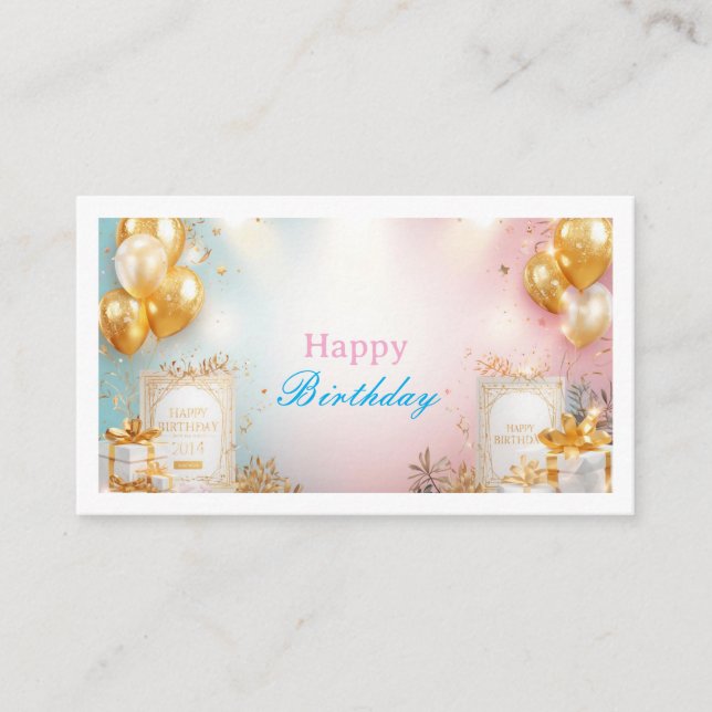 Gold Balloon Birthday Enclosure Card (Front)