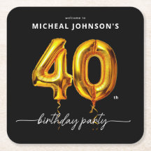 Gold Balloon Black 40th Birthday Party