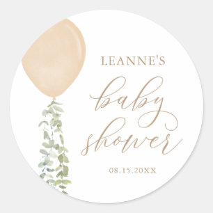 Gold Balloon Eucalyptus Baby Shower Classic Round Sticker