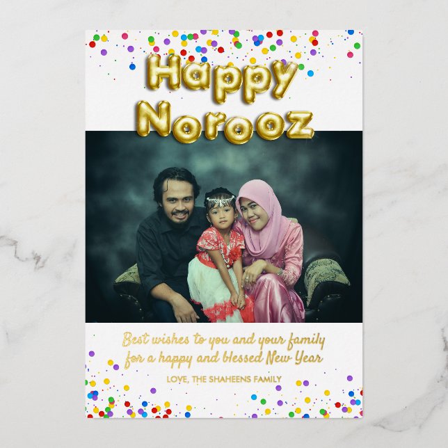 Gold Balloon Happy Norooz Persian New Year (Front)