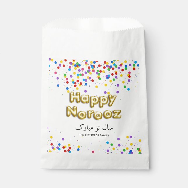 Gold Balloon Happy Norooz Persian New Year Favour Bags (Front)