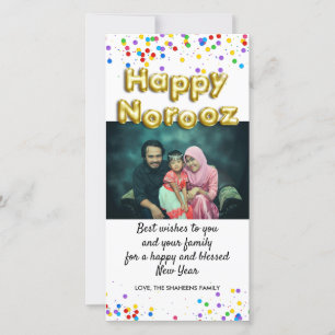 Gold Balloon Happy Norooz Persian New Year Photo Holiday Card