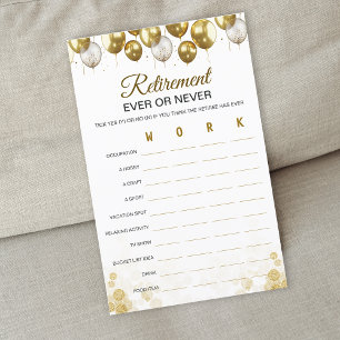 Gold Balloon Happy Retirement Party Game Card