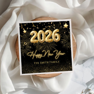 Gold Balloon New Years Eve Party Paper Napkin