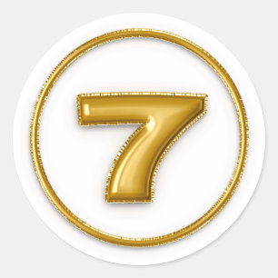 Gold Balloon Number 7 Typography Classic Round Sticker