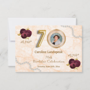 Gold Balloon Numbers & Photo, Floral RSVP Card