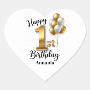 Gold Balloons 1st Birthday Sticker Sheet