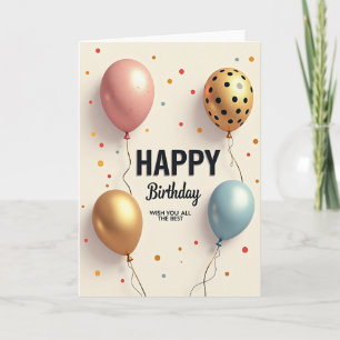 Gold Balloons Birthday Card
