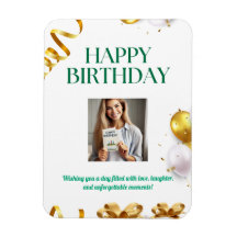Gold Balloons Birthday Card with Gifts and Ribbons