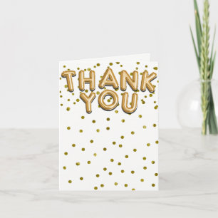 Gold Balloons Confetti Dots Modern Thank You Card