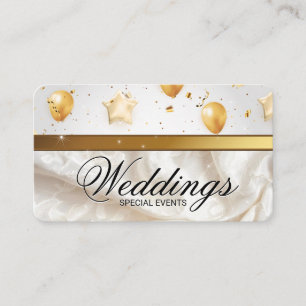Gold Balloons   Elegant Fabric   Events Catering Business Card