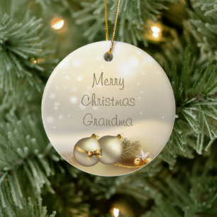 Gold Balls, Bells and Stars Ceramic Tree Decoration