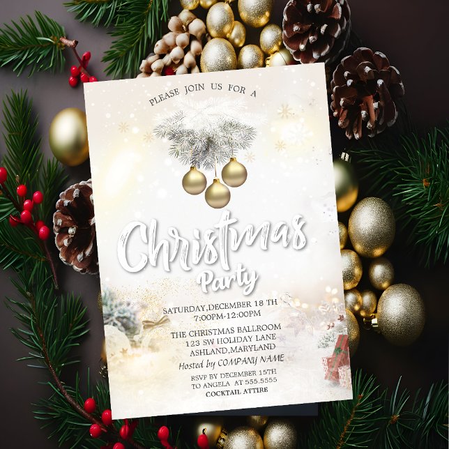  Gold Balls Presents Christmas Company Invitation (Creator Uploaded)