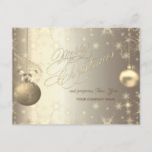 Gold Balls Snowflakes Stars Corporate Greeting Holiday Postcard