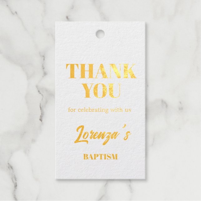 Gold Baptism  Gift Tags (Front)