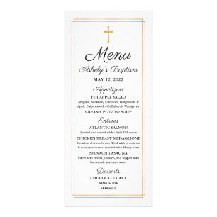 Gold Baptism Religious Menu Card