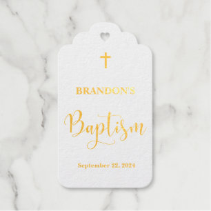 Gold Baptism Scalloped Gift Tags