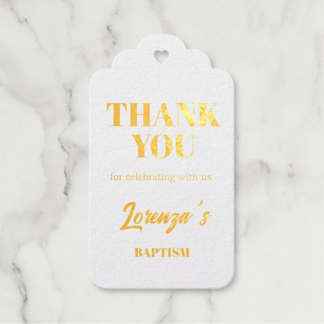 Gold Baptism Scalloped  Gift Tags (Front)