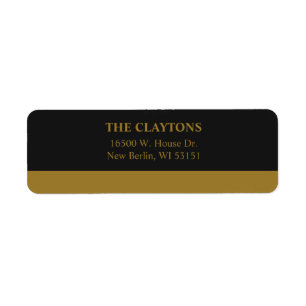 Gold Bar Black Minimalist Modern Return Address