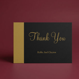 Gold Bar Black Minimalist Modern Thank You Card