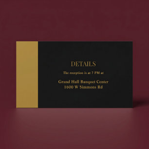 Gold Bar Black Minimalist Modern Wedding Details Enclosure Card