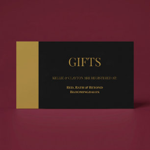Gold Bar Black Minimalist Modern Wedding Gifts Enclosure Card