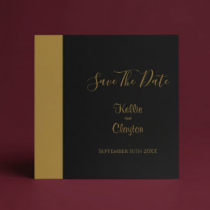 Gold Bar Black Minimalist Modern Wedding Save The Date