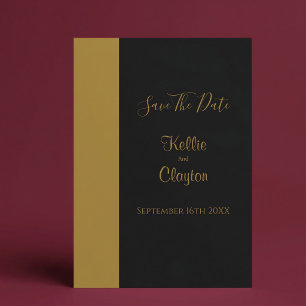 Gold Bar Black Minimalist Wedding Save The Date Invitation