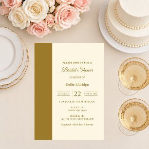 Gold Bar Ivory Minimalist Modern Bridal Shower Invitation