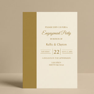 Gold Bar Ivory Minimalist Modern Engagement Party Invitation